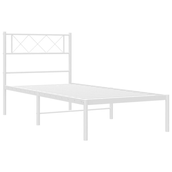 vidaXL Cadre de lit m&eacute;tal sans matelas avec t&ecirc;te de lit blanc 80x200cm