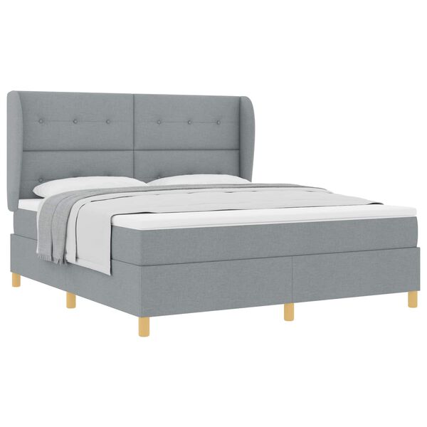 vidaXL Lit &agrave; ressorts avec matelas gris fonc&eacute; 90x190 cm Gris clair