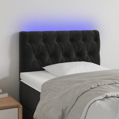 vidaXL Tête de lit à LED Noir 80x7x78/88 cm Velours