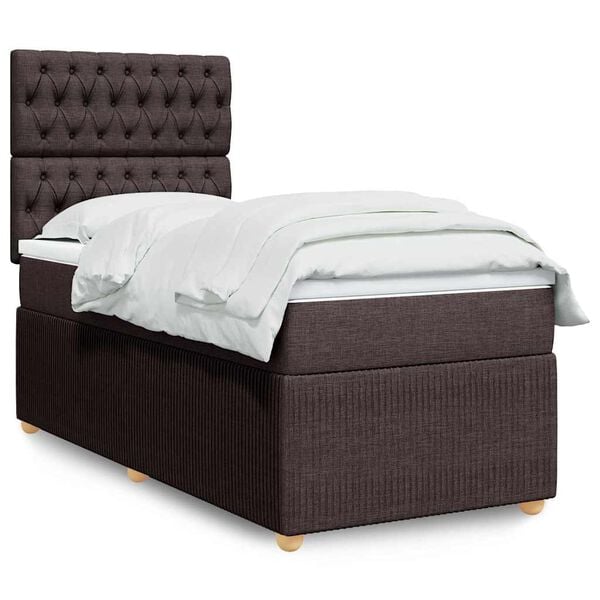 vidaXL Sommier &agrave; lattes de lit avec matelas Marron fonc&eacute; 100x200 cm