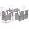 vidaXL Ensemble &agrave; manger de jardin et coussins 7 pcs gris rotin