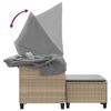 vidaXL Canap&eacute; de jardin 2 places avec auvent et tabourets beige rotin