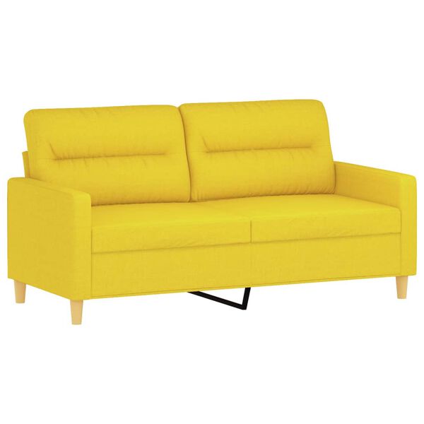 vidaXL Canap&eacute; 2 places avec oreillers jaune clair 140 cm tissu