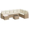 vidaXL Salon de jardin avec coussins 9 pcs beige r&eacute;sine tress&eacute;e