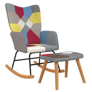 vidaXL Chaise &agrave; bascule avec tabouret Patchwork Tissu