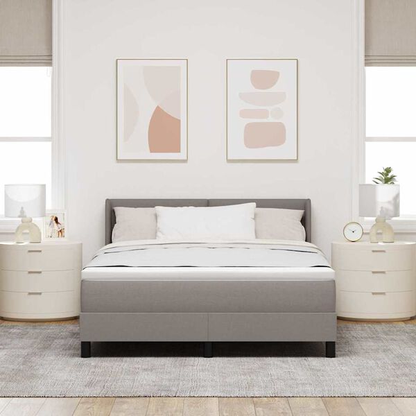 vidaXL Lit &agrave; ressorts avec matelas Taupe 190 x 140 cm Polyester