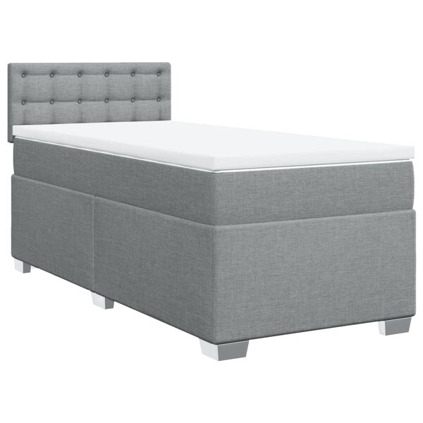 vidaXL Sommier &agrave; lattes de lit avec matelas Gris clair 90x200 cm Tissu