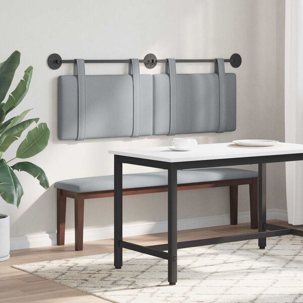 vidaXL T&ecirc;te de lit suspendue Uni Gris clair 150 x 55 x 5 cm tissu