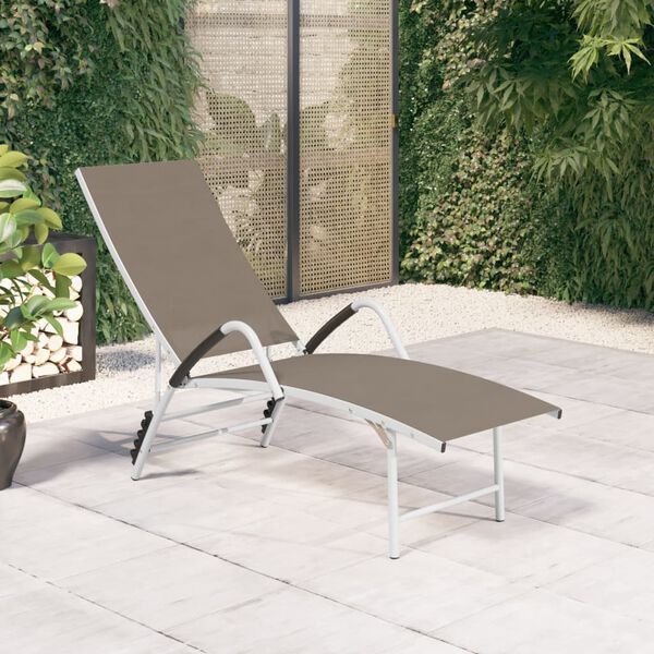 vidaXL Chaise longue Textil&egrave;ne et aluminium Taupe