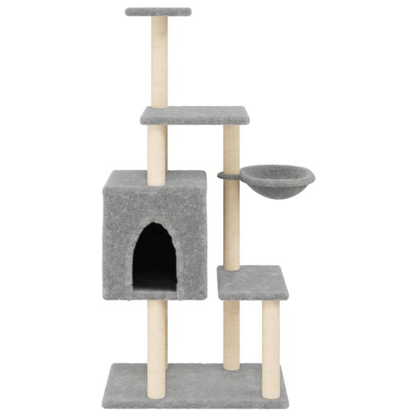vidaXL Arbre à chat avec griffoirs en sisal Gris clair 131 cm