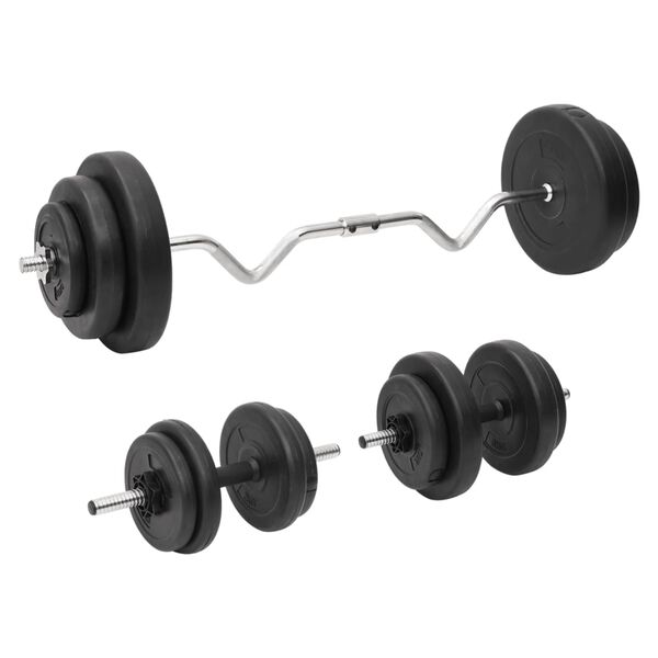 vidaXL Ensemble d'haltères et de barre ondulée avec plaques 60 kg