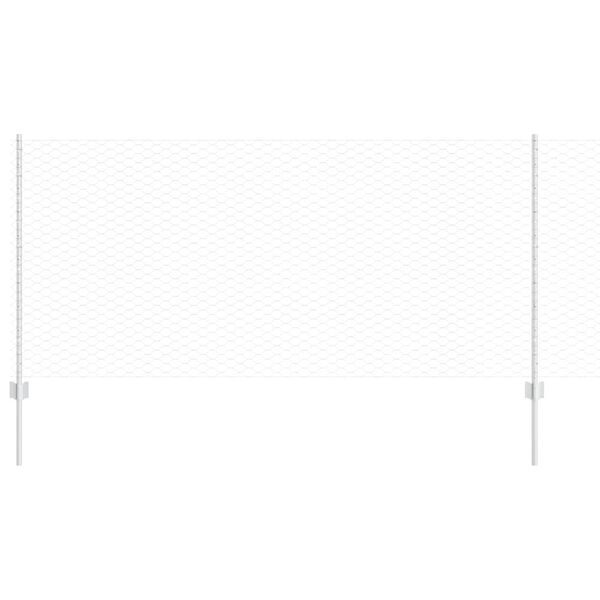 vidaXL Cl&ocirc;ture avec poteau Argent&eacute; 1 x 50 m Acier