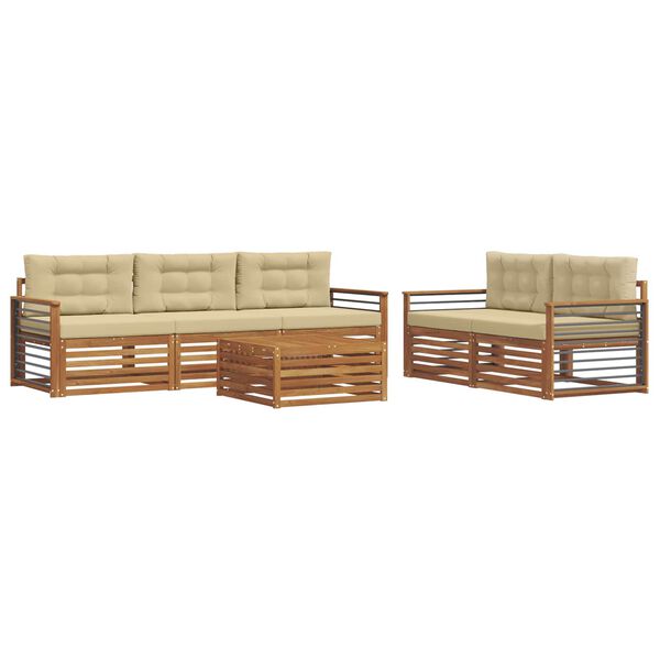 vidaXL Ensemble de canap&eacute;s d'ext&eacute;rieur 6 pcs Naturel et Beige