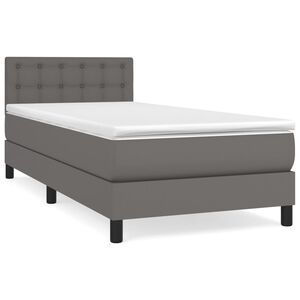 vidaXL Sommier &agrave; lattes de lit avec matelas Gris 90x200 cm Similicuir