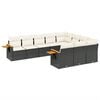 vidaXL Salon de jardin 10 pcs avec coussins noir r&eacute;sine tress&eacute;e