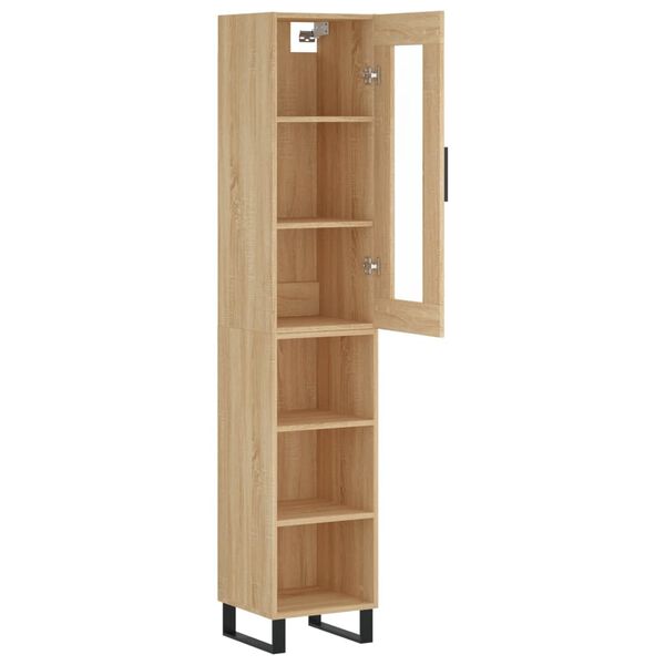 vidaXL Buffet haut Ch&ecirc;ne sonoma 34,5x34x180 cm Bois d'ing&eacute;nierie
