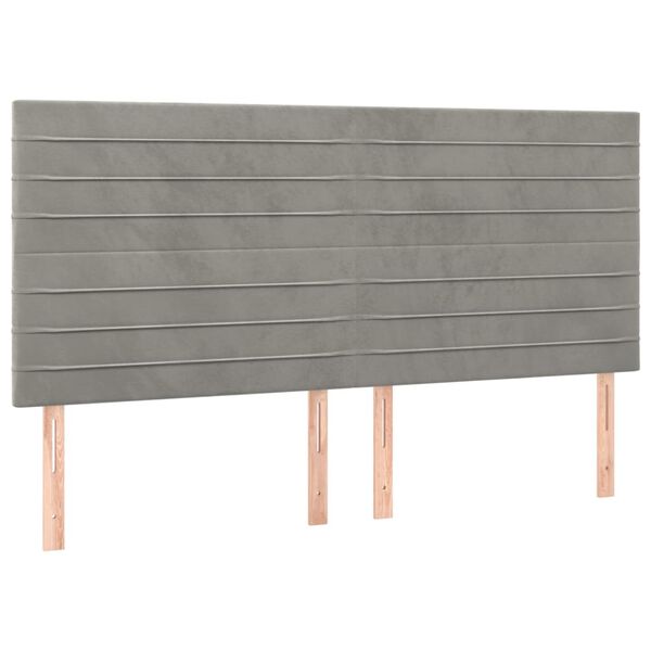 vidaXL Tête de lit à LED Gris clair 200x5x118/128 cm Velours