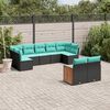 vidaXL Salon de jardin 9 pcs avec coussins noir r&eacute;sine tress&eacute;e