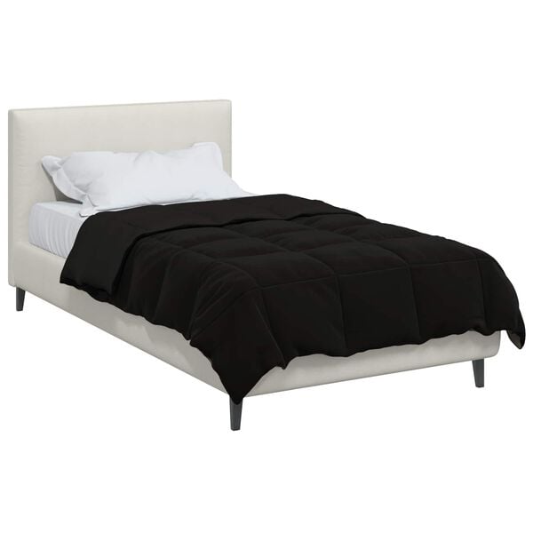 vidaXL Duvet d'hiver Matelass&eacute; Noir 140 x 220 cm Microfibre