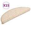 vidaXL Tapis d'escalier 15 pi&egrave;ces 56 x 17 x 3 cm Cr&egrave;me Demi-rond