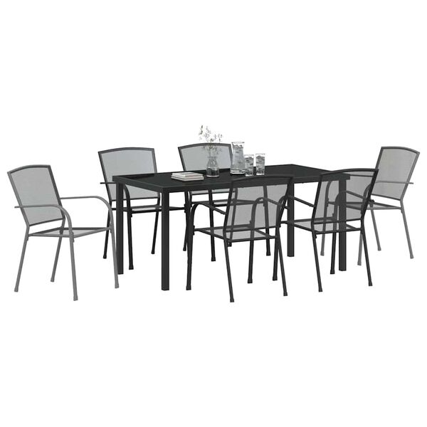 vidaXL Ensemble de salle &agrave; manger pour jardin 7 pcs Anthracite