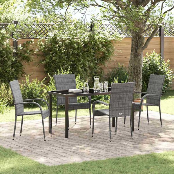 vidaXL Ensemble de salle &agrave; manger pour jardin 5 pcs Gris
