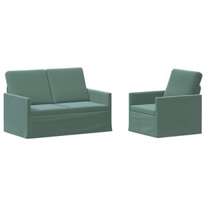 vidaXL Ensemble de Canap&eacute;s 2 pcs Vert Mer Velours (V)