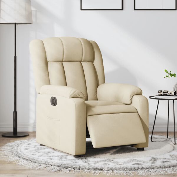 vidaXL Fauteuil inclinable &eacute;lectrique Cr&egrave;me Tissu