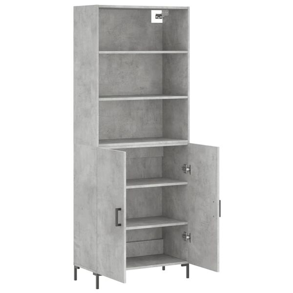 vidaXL Buffet haut Gris b&eacute;ton 69,5x34x180 cm Bois d'ing&eacute;nierie