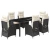 vidaXL Ensemble &agrave; manger de jardin coussins 7pcs Noir R&eacute;sine tress&eacute;e