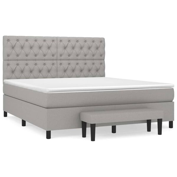 vidaXL Sommier &agrave; lattes de lit avec matelas Gris clair 160x200cm Tissu