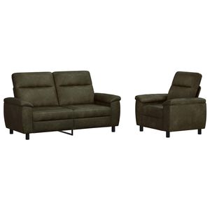 vidaXL Ensemble de Canap&eacute;s 2 pcs Vert arm&eacute;e Simili daim