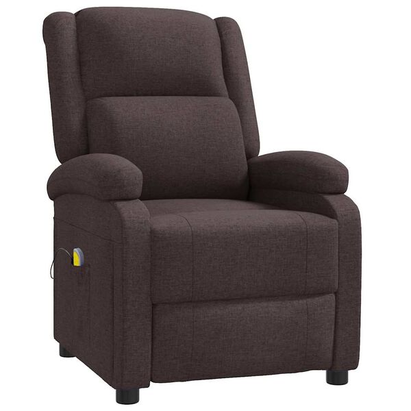 vidaXL Fauteuil de massage Marron fonc&eacute; Tissu
