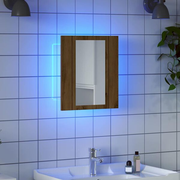 vidaXL Armoire de salle de bain miroir LED ch&ecirc;ne artisanal 40x12x45 cm