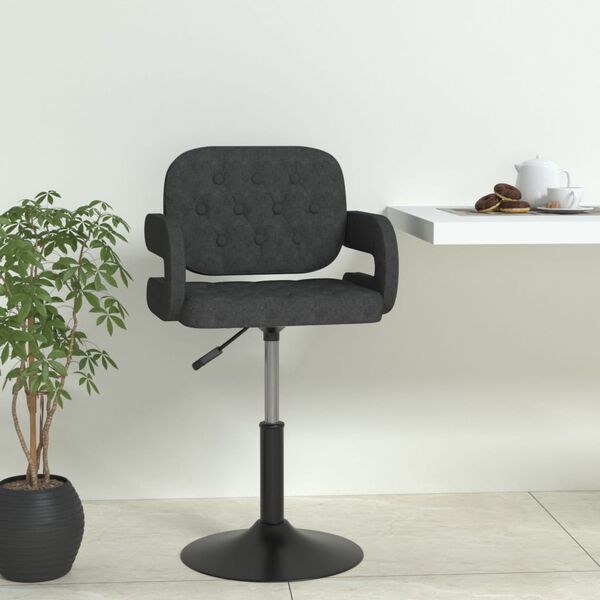 vidaXL Chaise pivotante de salle &agrave; manger Gris fonc&eacute; Tissu