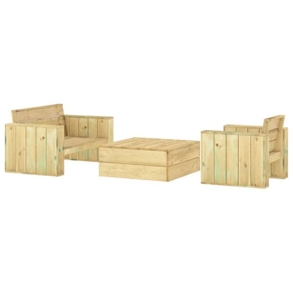 vidaXL Salon de jardin 3 pcs Bois massif de pin imprégné