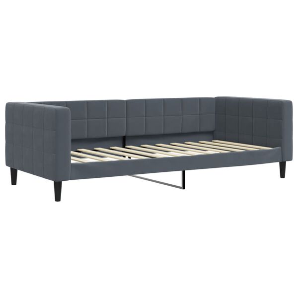 vidaXL Lit de jour avec gigogne et matelas gris foncé 90x200cm velours