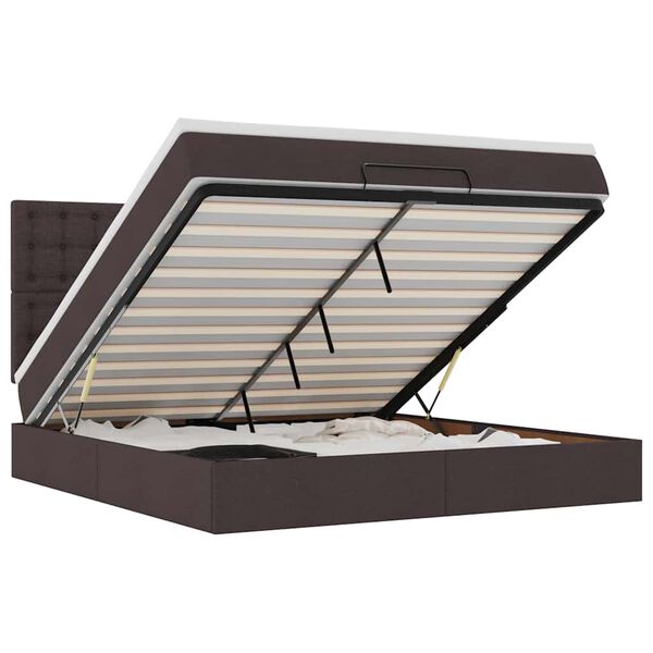 VidaXL Cadre de lit ottoman avec matelas marron fonc&eacute; 180x200 cm tissu