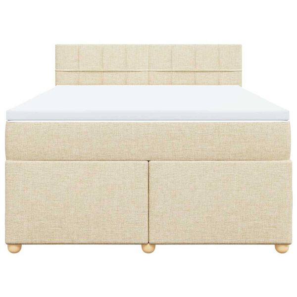 vidaXL Sommier &agrave; lattes de lit avec matelas Cr&egrave;me 140x190 cm Tissu