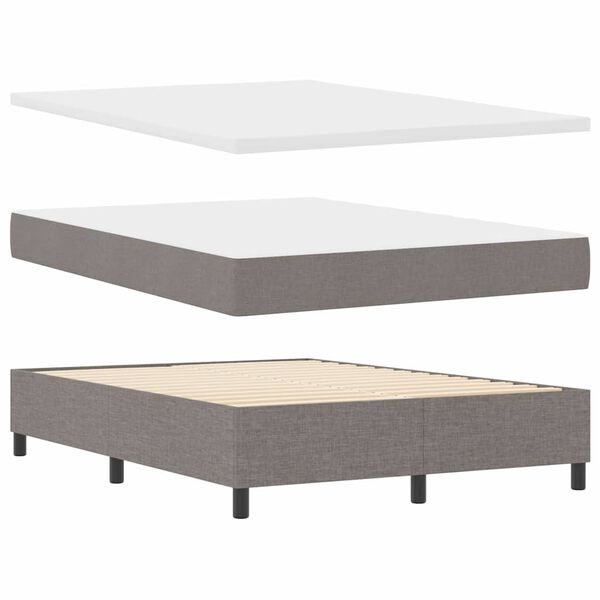 vidaXL Lit &agrave; ressorts avec matelas Taupe 140 x 200 cm tissu