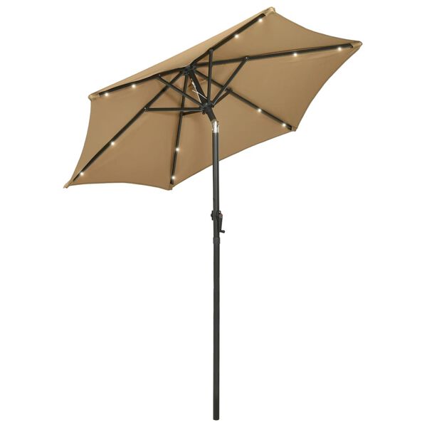 vidaXL Parasol de jardin avec lumi&egrave;res LED taupe 200x211 cm aluminium