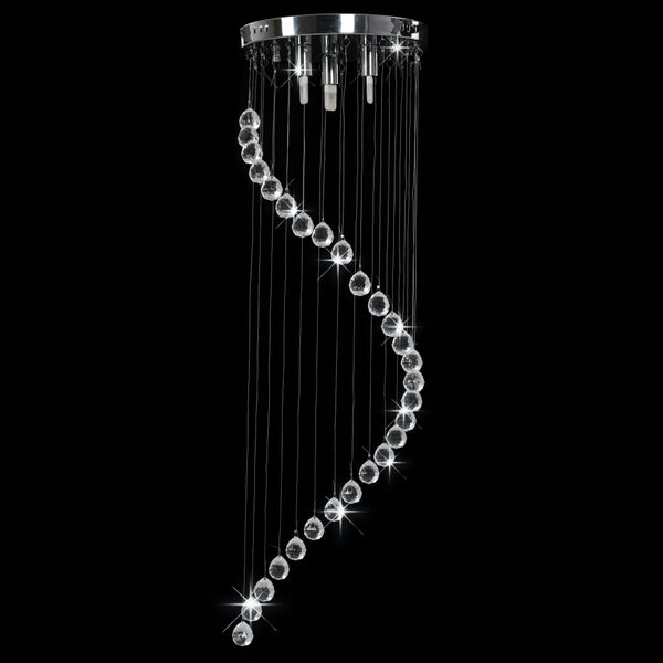vidaXL Plafonnier avec perles de cristal Argent&eacute; Spirale G9