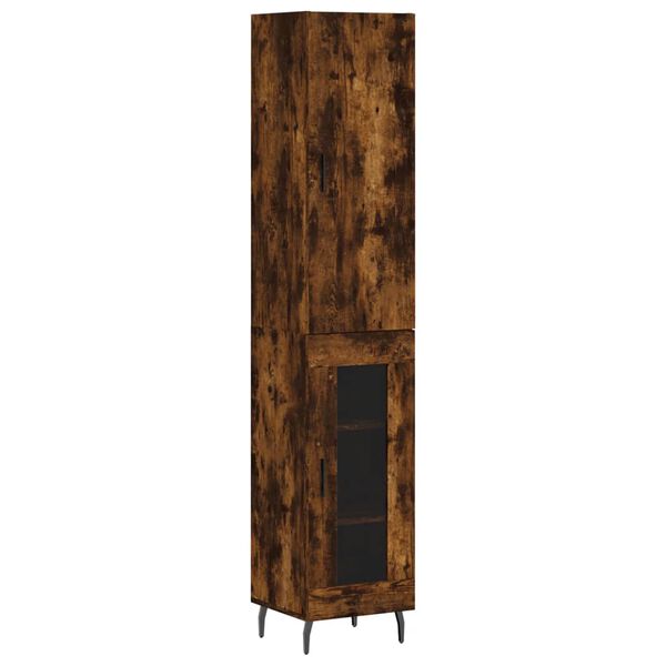 vidaXL Buffet haut Ch&ecirc;ne fum&eacute; 34,5x34x180 cm Bois d'ing&eacute;nierie