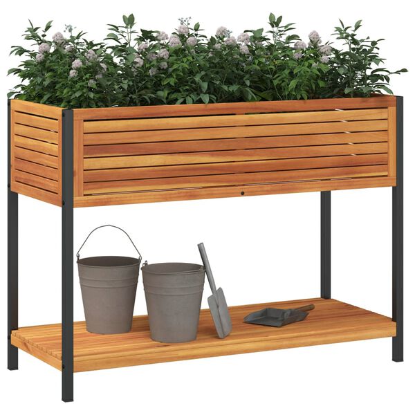 vidaXL Jardini&egrave;re et &eacute;tag&egrave;re 110x45x80cm bois massif d'acacia et acier
