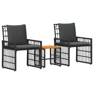 vidaXL Ensemble de meubles d'ext&eacute;rieur 3 pcs Noir et Gris fonc&eacute;