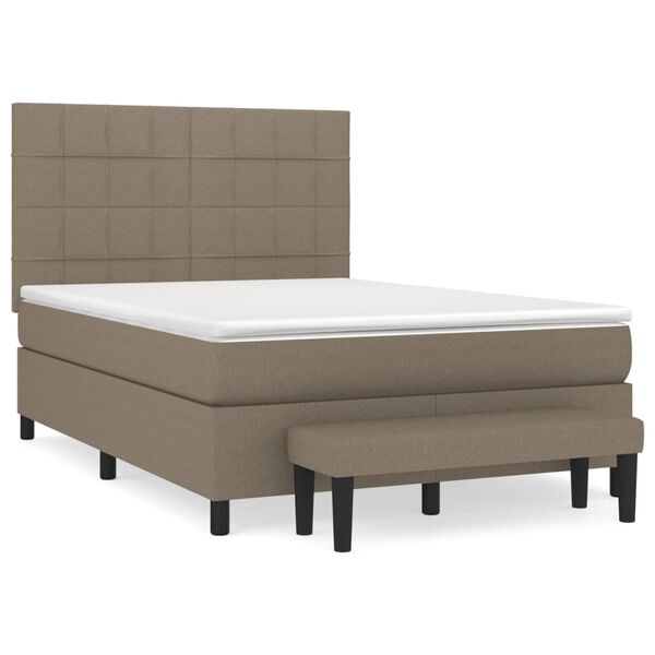 vidaXL Sommier &agrave; lattes de lit avec matelas Taupe 140x190 cm Tissu