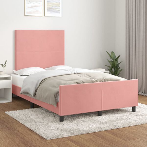 vidaXL Cadre de lit sans matelas rose 120x190 cm velours