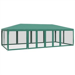 vidaXL Tente de f&ecirc;te avec 12 parois lat&eacute;rales en maille vert 8x4m PEHD