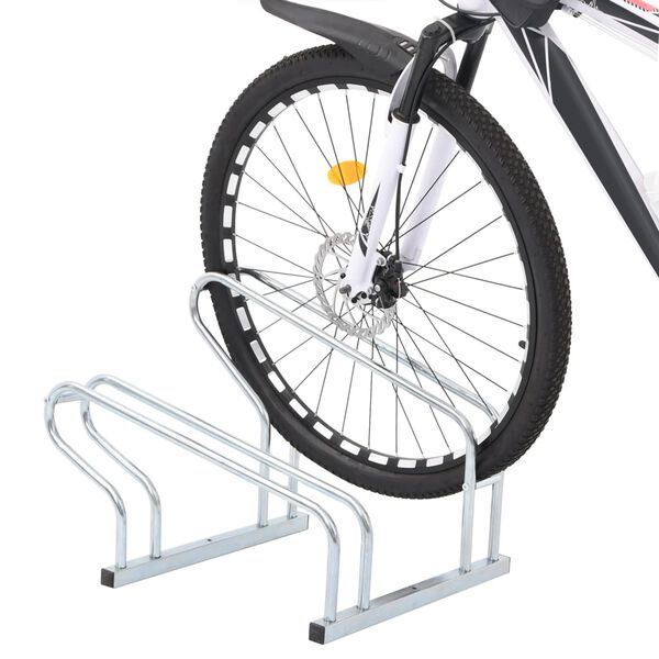 vidaXL Support de vélo au sol autoportant pour 2 vélos acier galvanisé