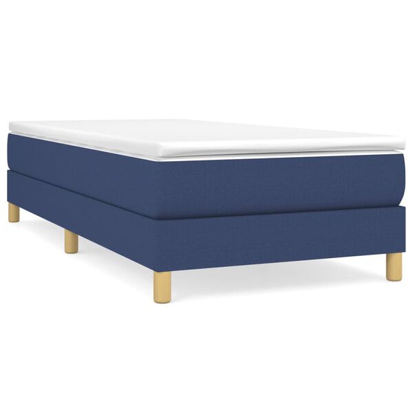 vidaXL Sommier à lattes de lit avec matelas Bleu 90x190 cm Tissu